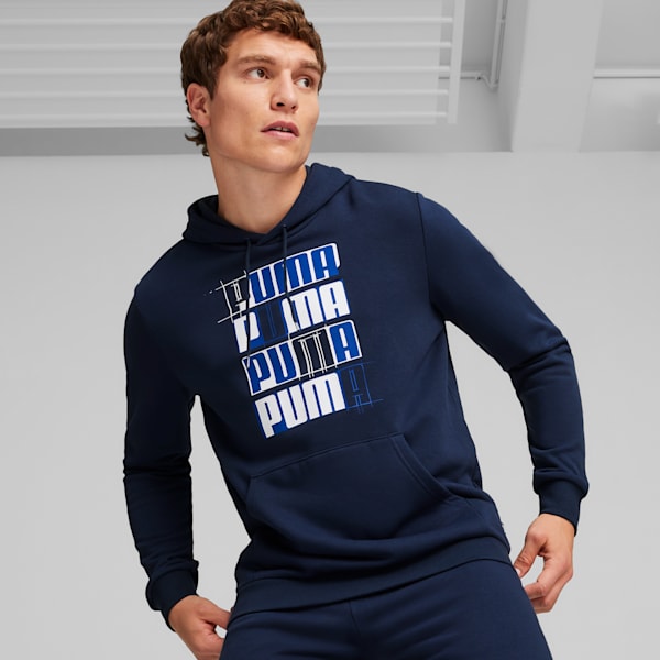 ESS+ LOGO LAB Men's Hoodie, Club Navy, extralarge