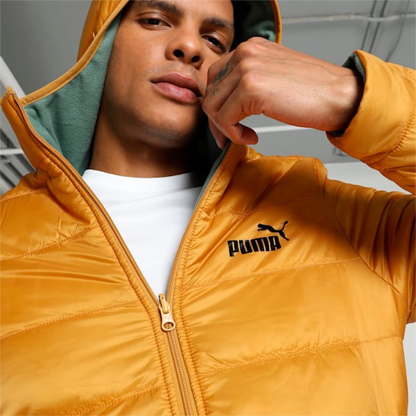 Men's Reversible Slim Fit Hooded Jacket, Amber, extralarge-IND