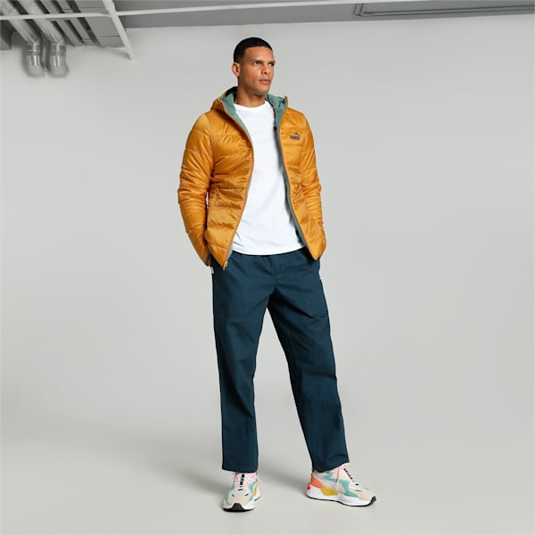 Men's Reversible Slim Fit Hooded Jacket, Amber, extralarge-IND