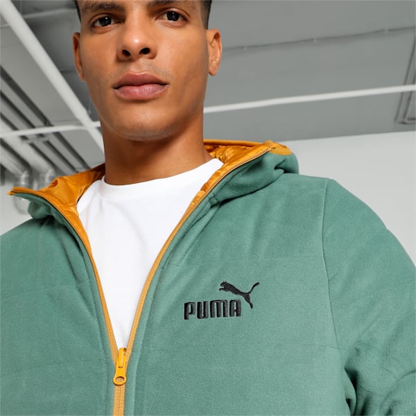 Men's Reversible Slim Fit Hooded Jacket, Amber, extralarge-IND