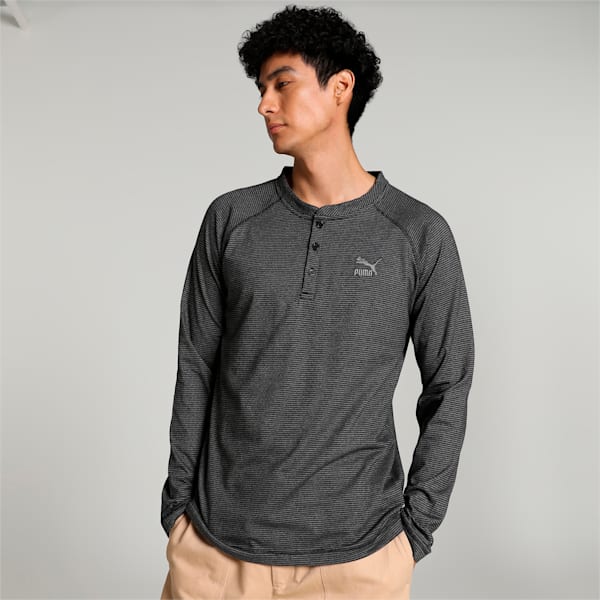 Classics Jacquard Long Sleeve Men's T-shirt, PUMA Black, extralarge-IND