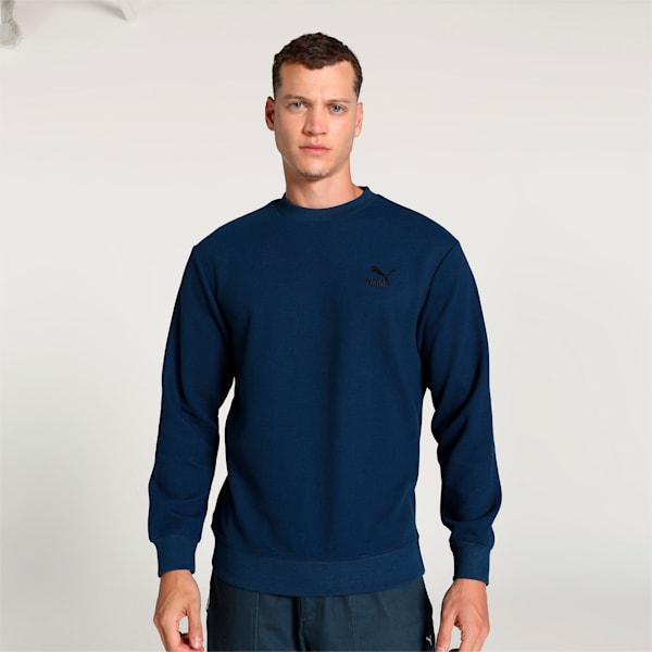 Classics Jacquard Men's Crew-Neck Sweatshirt, Parisian Blue, extralarge-IND