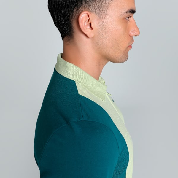 Elevated Colorblock Men's Slim Fit Polo, Cold Green, extralarge-IND