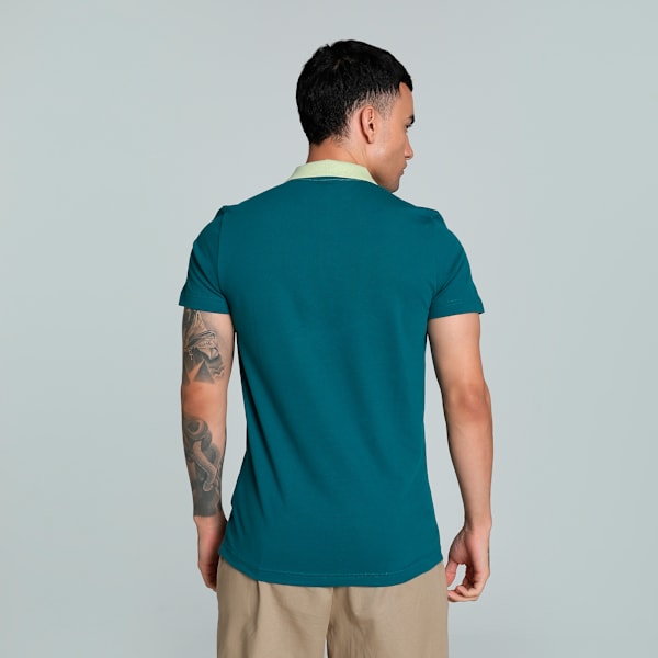 Elevated Colorblock Men's Slim Fit Polo, Cold Green, extralarge-IND