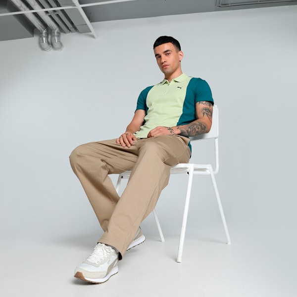 Elevated Colorblock Men's Slim Fit Polo, Cold Green, extralarge-IND