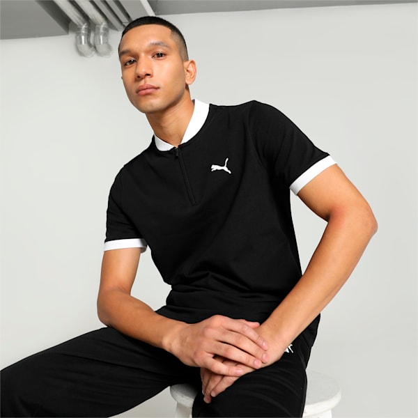 Baseball Collar Men's Slim Fit Polo, PUMA Black, extralarge-IND