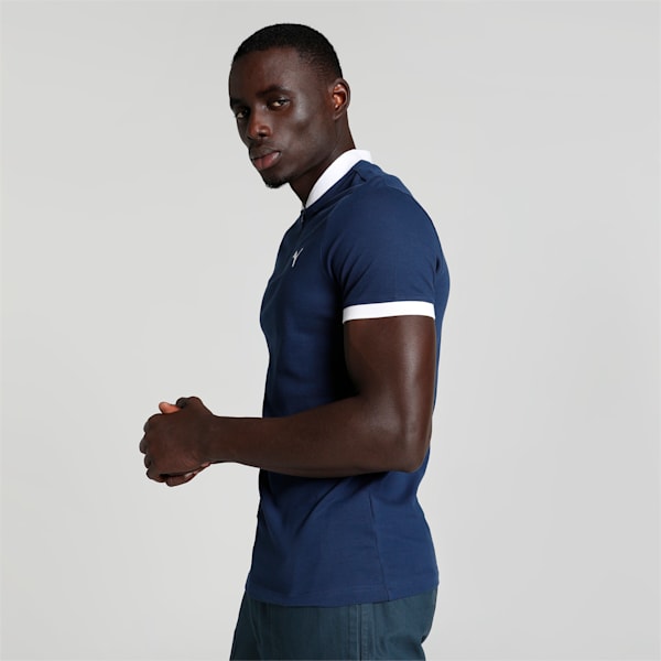 Baseball Collar Men's Slim Fit Polo, Parisian Blue, extralarge-IND