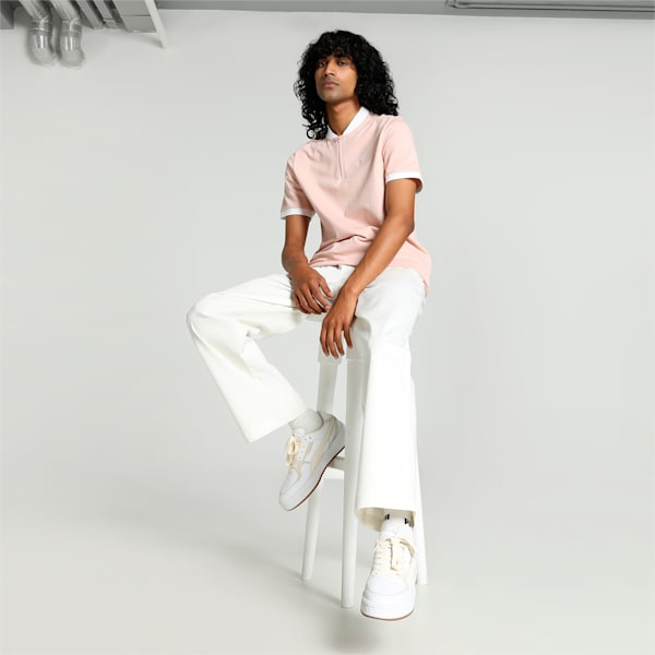 Baseball Collar Men's Slim Fit Polo, Rose Quartz, extralarge-IND