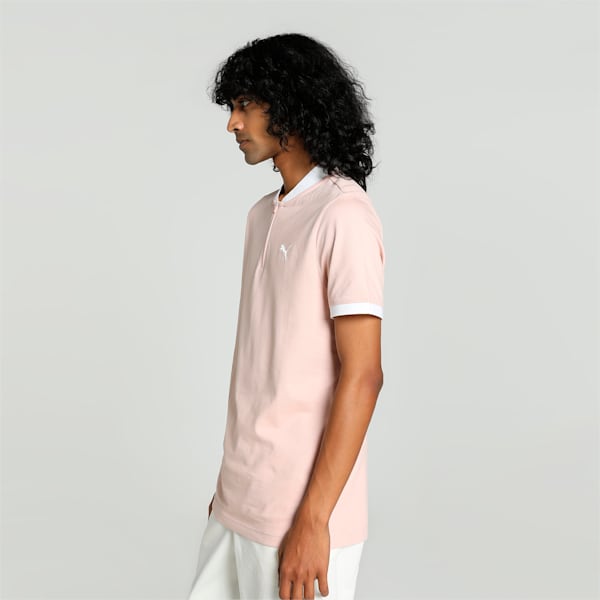 Baseball Collar Men's Slim Fit Polo, Rose Quartz, extralarge-IND