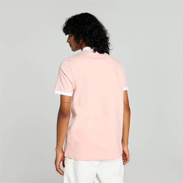 Baseball Collar Men's Slim Fit Polo, Rose Quartz, extralarge-IND