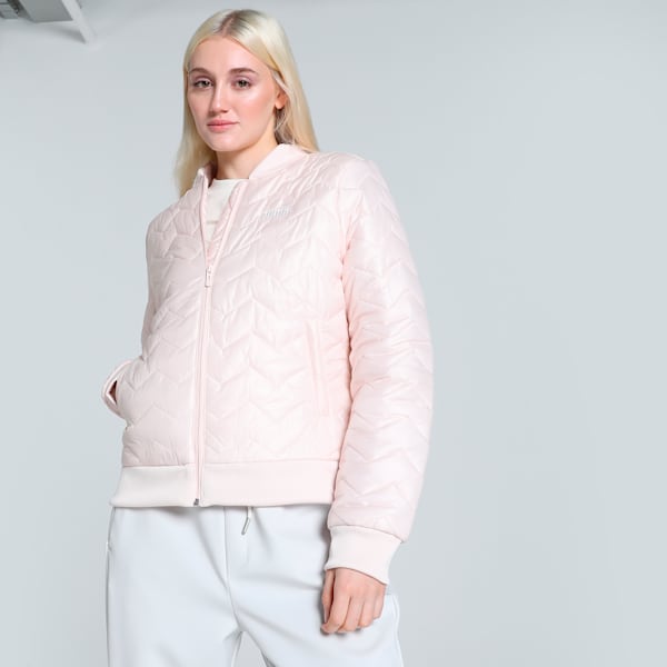 Women's Woven Bomber Jacket, Island Pink, extralarge-IND
