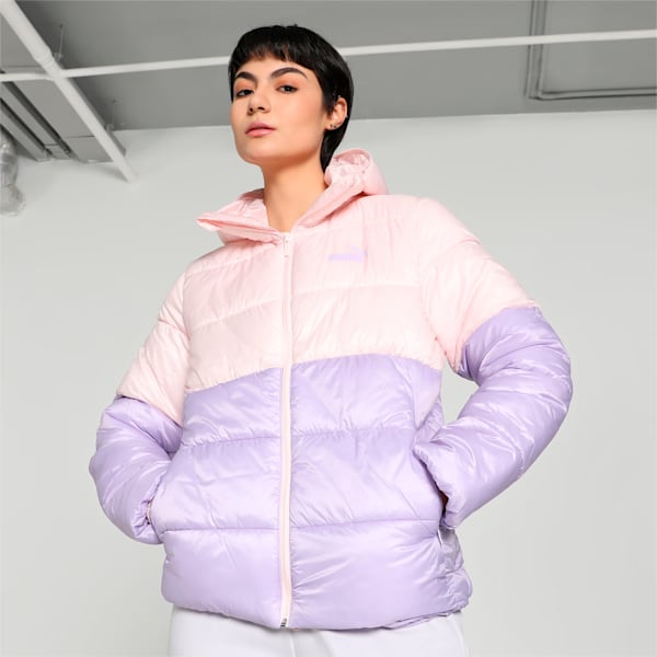 Women's Colorblock Padded Jacket, Vivid Violet, extralarge-IND