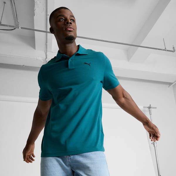 Essential Pique Men's Polo, Cold Green, extralarge