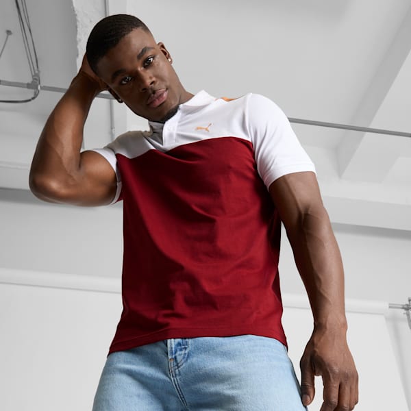 Polo de hombre Essential+ Block, Intense Red, extralarge