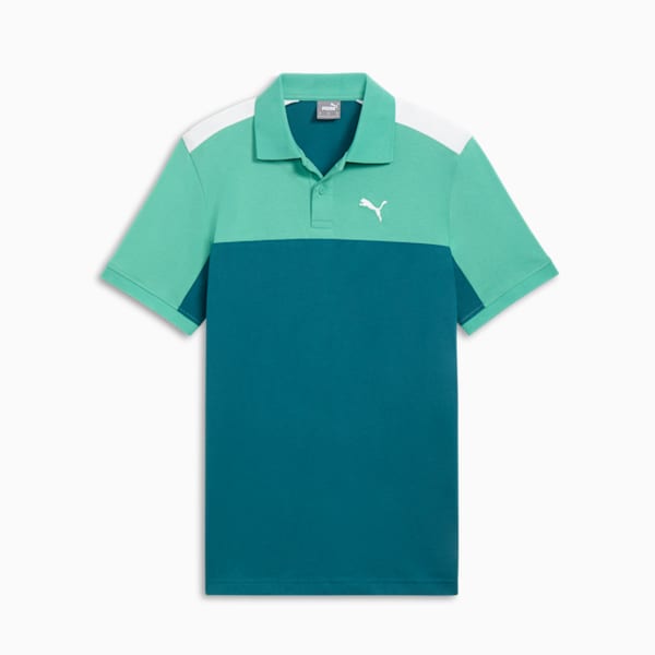 Essential+ Block Men's Polo, Jade Frost, extralarge