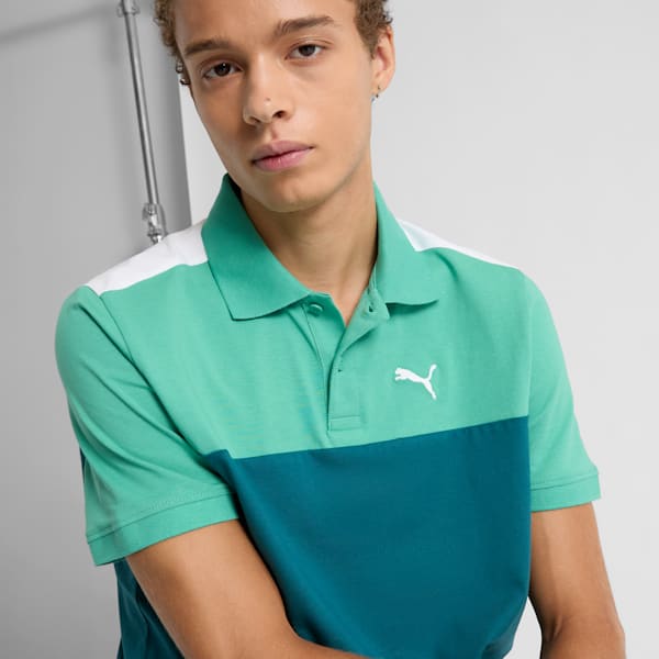 Essential+ Block Men's Polo, Jade Frost, extralarge