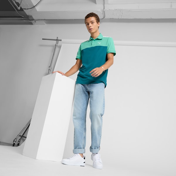 Essential+ Block Men's Polo, Jade Frost, extralarge