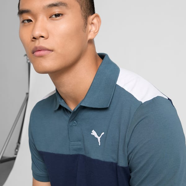 Essential+ Block Men's Polo, Gray Skies, extralarge