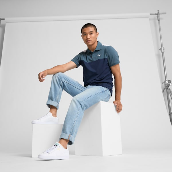 Essential+ Block Men's Polo, Gray Skies, extralarge