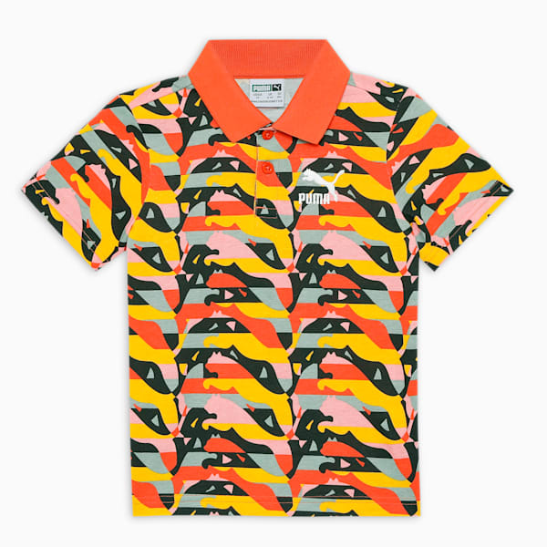 PUMA Worldwide Kid's Printed Polo, Hot Heat, extralarge-IND