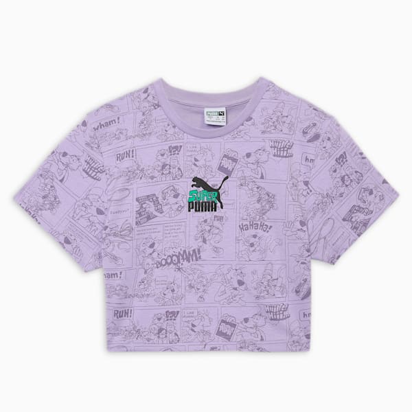 Super PUMA Printed Girl's T-shirt, Vivid Violet, extralarge-IND