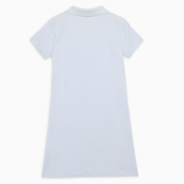 Flower Graphic Kid's Polo Dress, Icy Blue, extralarge-IND