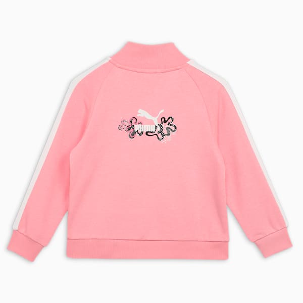 Flower Graphic Girl's Knitted Jacket, Peach Smoothie, extralarge-IND
