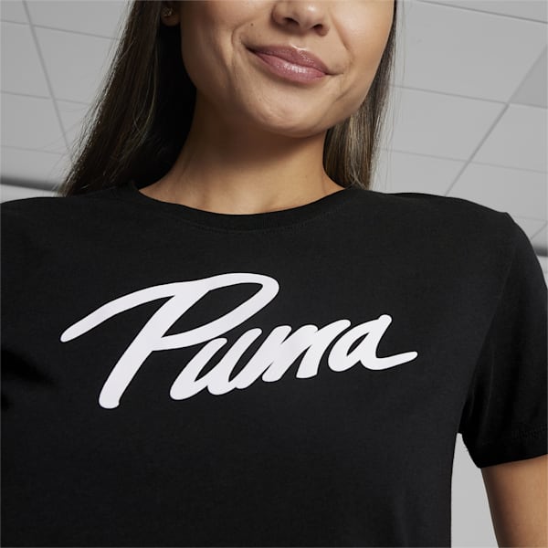 Camiseta con logo iridiscente para mujer, PUMA Black, extralarge