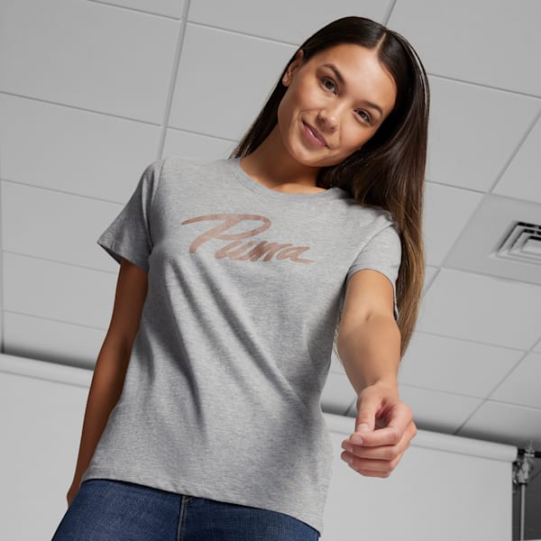 Camiseta con logo iridiscente para mujer, Light Gray Heather, extralarge