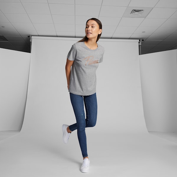 Camiseta con logo iridiscente para mujer, Light Gray Heather, extralarge