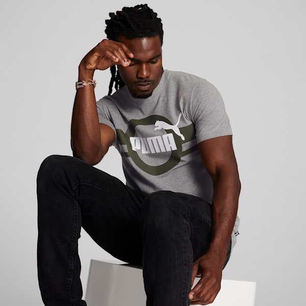Camiseta con logo lineal para hombre, Medium Gray Heather, extralarge