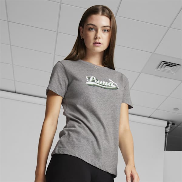 Camiseta Vintage con logo en frase para mujer, Medium Gray Heather, extralarge