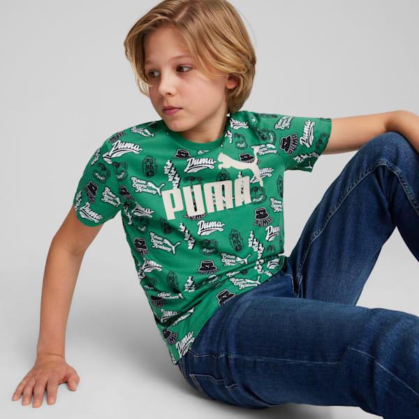 ESS+ MID 90s AOP Big Kids' Tee, Archive Green, extralarge