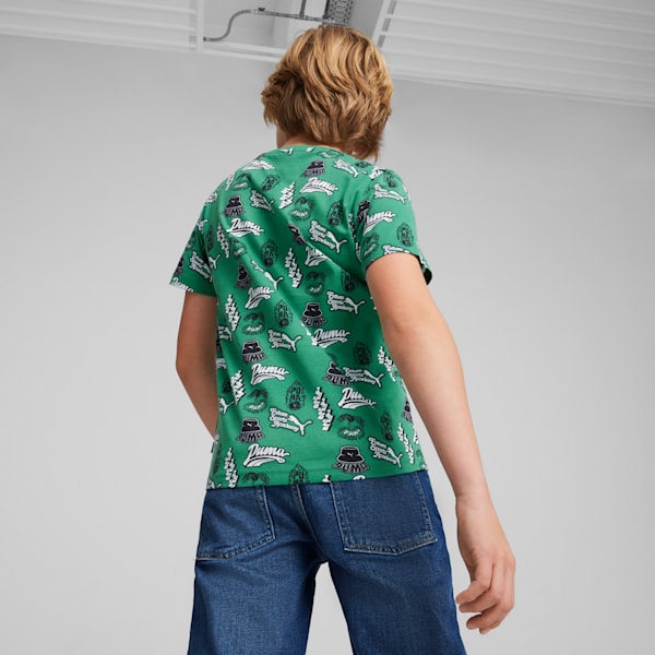 ESS+ MID 90s AOP Big Kids' Tee, Archive Green, extralarge