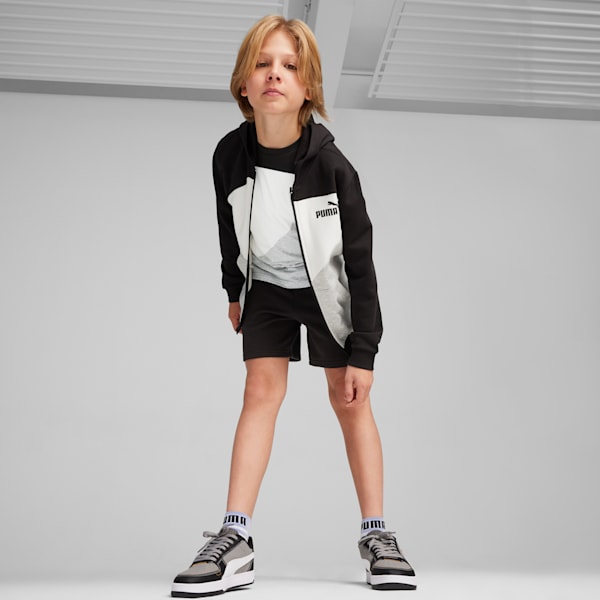 Chamarra con capucha juvenil PUMA POWER Colorblock, PUMA Black, extralarge