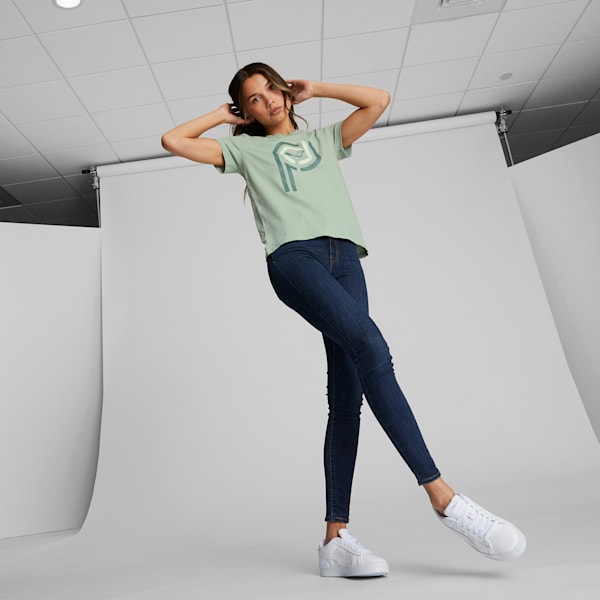 Camiseta estampada para mujer PUMA, Green Fog, extralarge