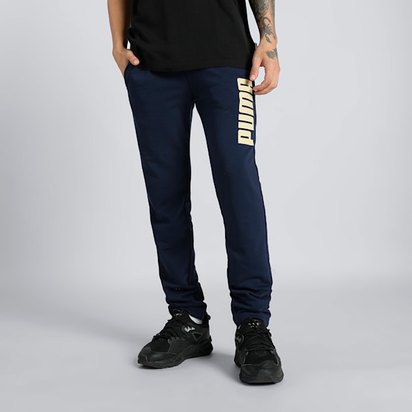 Knitted Graphic Men's Slim Fit Pants, PUMA Navy, extralarge-IND