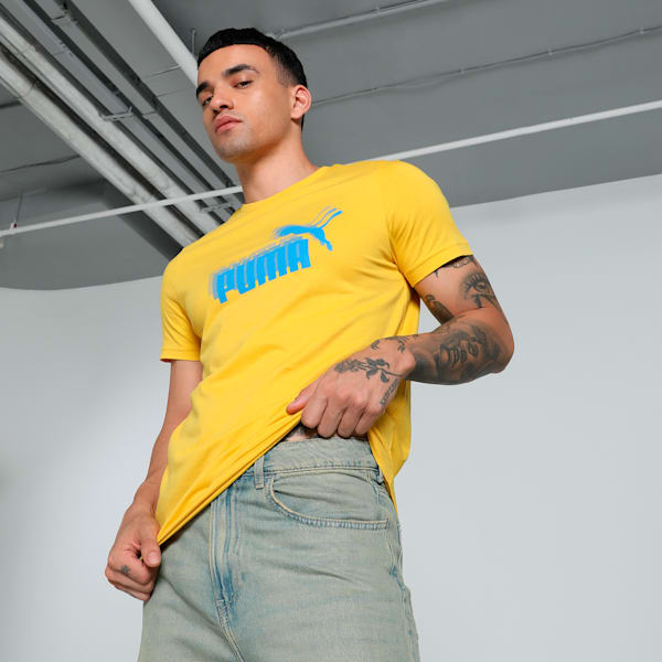 Men's Graphic Logo Slim Fit Tee, Sun Ray Yellow, extralarge-IND