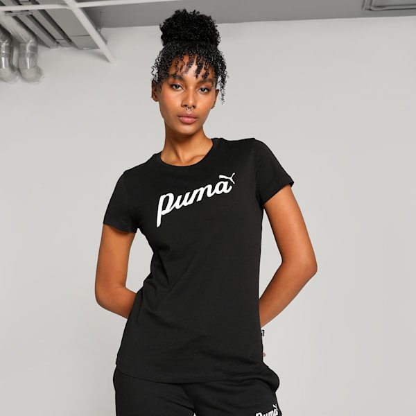 ESS+ Women's Script Tee, PUMA Black, extralarge