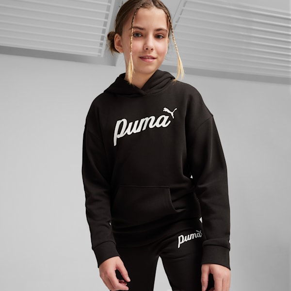 ESS+ Script Big Kids' Hoodie, PUMA Black, extralarge