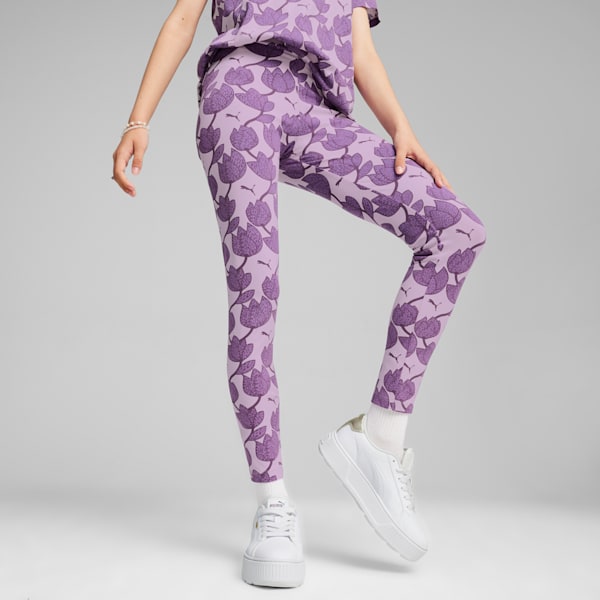 ESS+ BLOSSOM Big Kids' Girls' Leggings, Grape Mist, extralarge