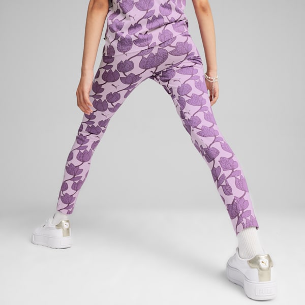 ESS+ BLOSSOM Big Kids' Girls' Leggings, Grape Mist, extralarge