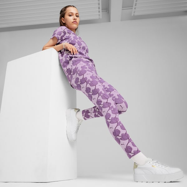 ESS+ BLOSSOM Big Kids' Girls' Leggings, Grape Mist, extralarge