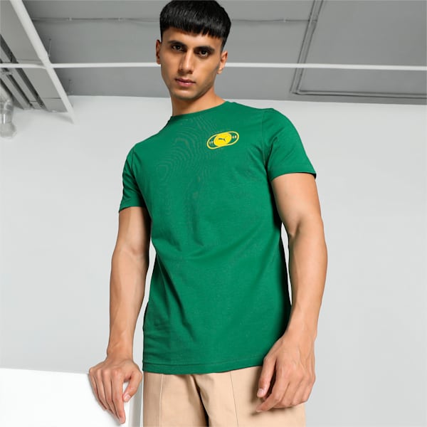 Men's Stylized Logo Graphic Slim Fit T-shirt, Vine, extralarge-IND