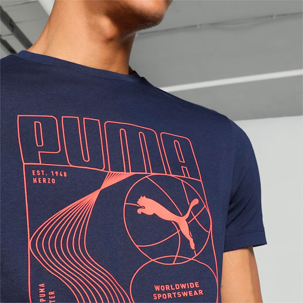 Men's Sport Inspired Graphic Slim Fit T-shirt, PUMA Navy, extralarge-IND