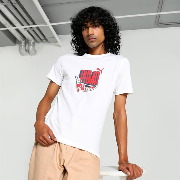 Men's Sport Graphic Slim Fit T-shirt, PUMA White, extralarge-IND