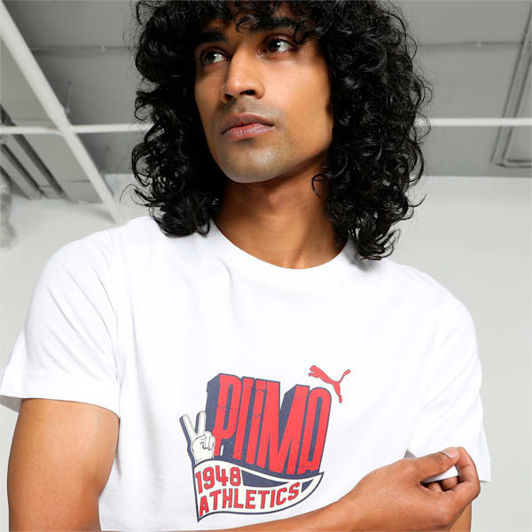 Men's Sport Graphic Slim Fit T-shirt, PUMA White, extralarge-IND
