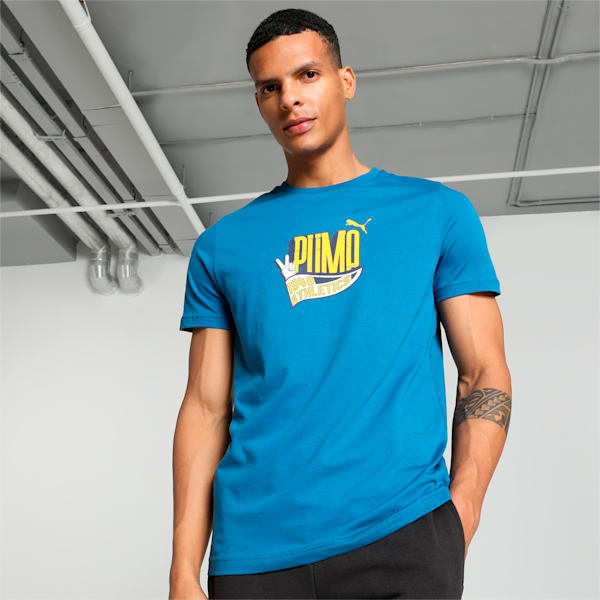 Men's Sport Graphic Slim Fit T-shirt, Lake Blue, extralarge-IND