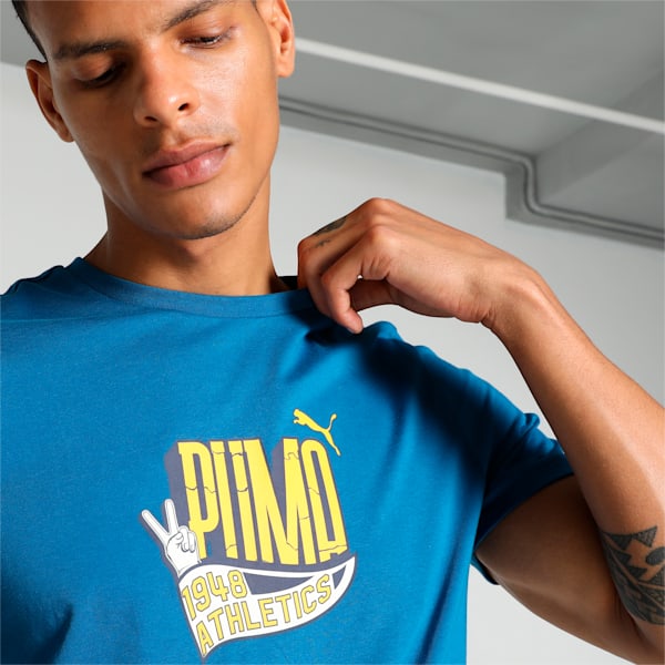 Men's Sport Graphic Slim Fit T-shirt, Lake Blue, extralarge-IND