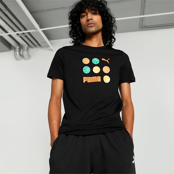 Men's Sport Graphic Slim Fit Tee, PUMA Black, extralarge-IND